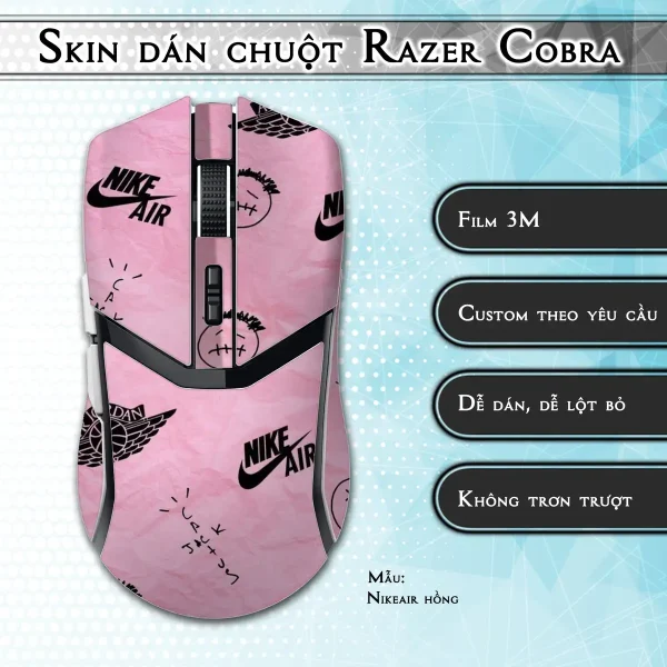 Skin dán chuột Razer Cobra Pro mẫu Nikeair hồng