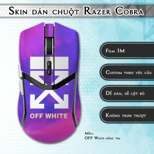 Skin dán chuột Razer Cobra Pro mẫu OFF White hồng tím