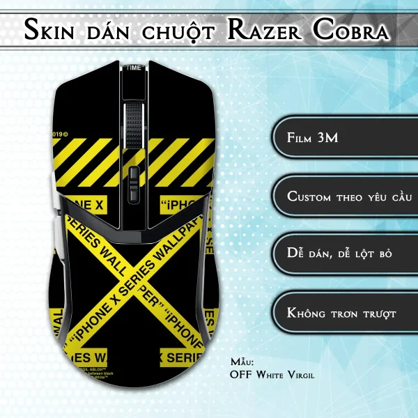 Skin dán chuột Razer Cobra Pro mẫu OFF White Virgil