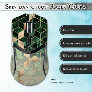 Skin dán chuột Razer Cobra Pro mẫu Ombre cubes vàng xanh