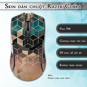 Skin dán chuột Razer Cobra Pro mẫu Ombre cubes xanh hồng
