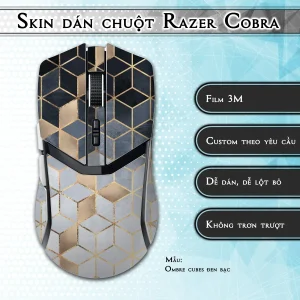 Skin dán chuột Razer Cobra Pro mẫu Ombre cubes đen bạc