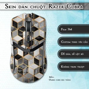Skin dán chuột Razer Cobra Pro mẫu Ombre cubes đen trắng