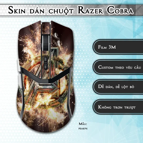 Skin dán chuột Razer Cobra Pro mẫu peakpx