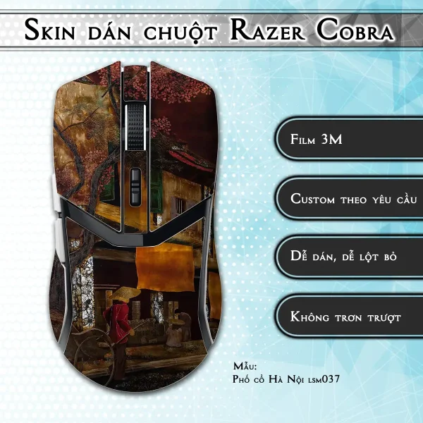 Skin dán chuột Razer Cobra Pro mẫu Phố cổ Hà Nội lsm037