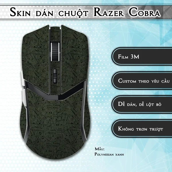 Skin dán chuột Razer Cobra Pro mẫu Polynesian xanh