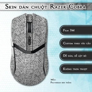 Skin dán chuột Razer Cobra Pro mẫu Polynesian đen trắng