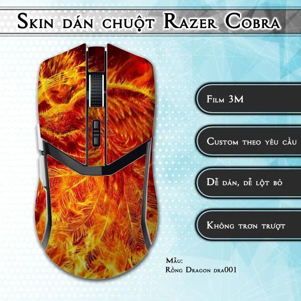 Skin dán chuột Razer Cobra Pro mẫu Rồng Dragon dra001