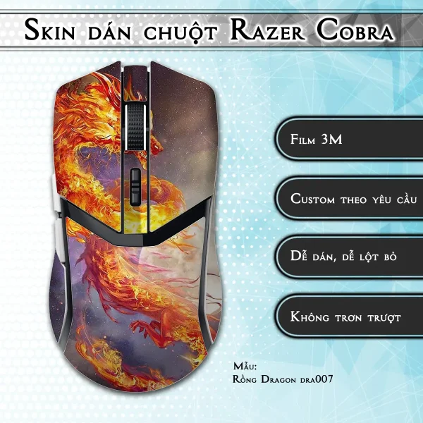 Skin dán chuột Razer Cobra Pro mẫu Rồng Dragon dra007