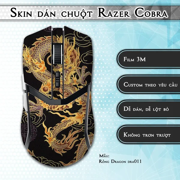 Skin dán chuột Razer Cobra Pro mẫu Rồng Dragon dra011