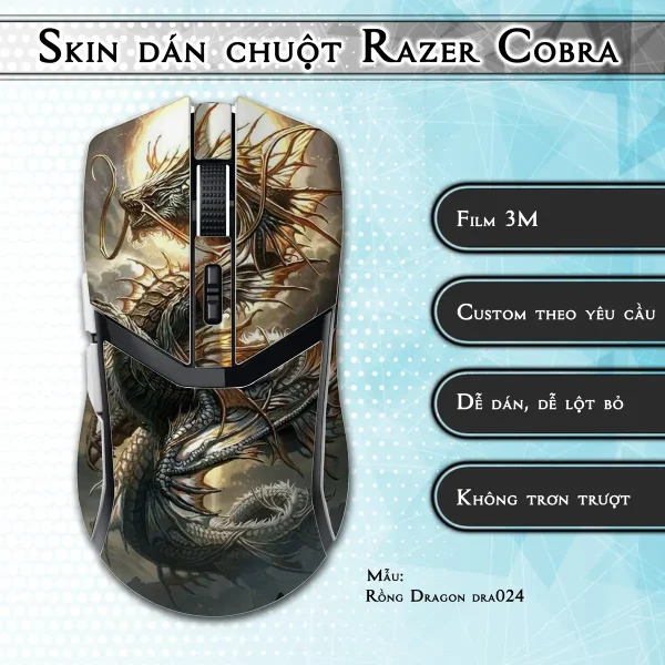 Skin dán chuột Razer Cobra Pro mẫu Rồng Dragon dra024