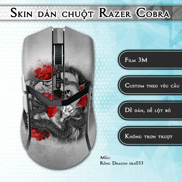 Skin dán chuột Razer Cobra Pro mẫu Rồng Dragon dra033