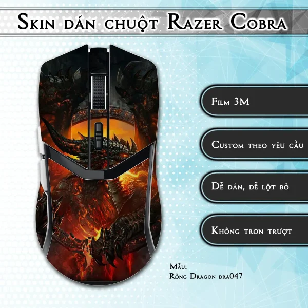 Skin dán chuột Razer Cobra Pro mẫu Rồng Dragon dra047