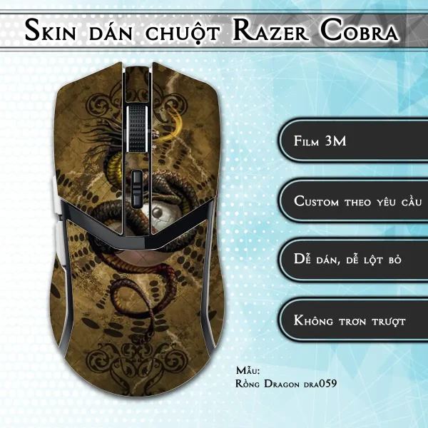 Skin dán chuột Razer Cobra Pro mẫu Rồng Dragon dra059