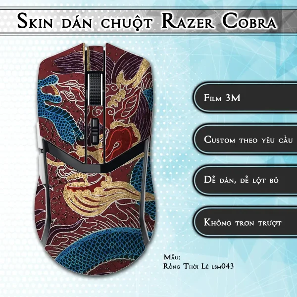 Skin dán chuột Razer Cobra Pro mẫu Rồng Thời Lê lsm043
