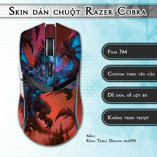 Skin dán chuột Razer Cobra Pro mẫu Rồng Tribal Dragon dra056