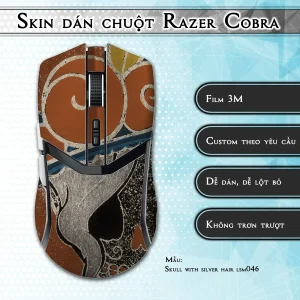 Skin dán chuột Razer Cobra Pro mẫu Skull with silver hair lsm046