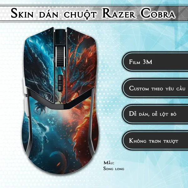 Skin dán chuột Razer Cobra Pro mẫu Song long