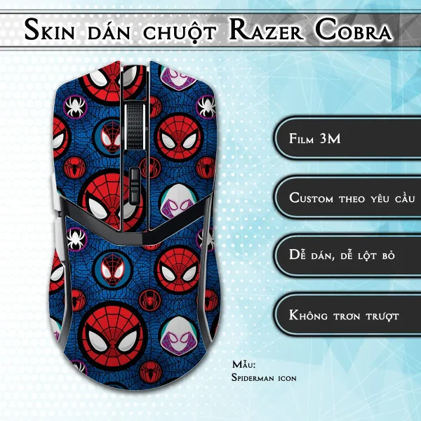 Skin dán chuột Razer Cobra Pro mẫu Spiderman icon