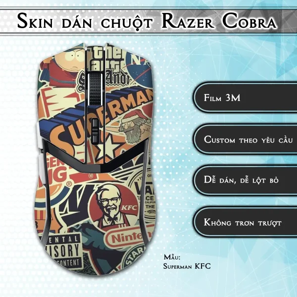 Skin dán chuột Razer Cobra Pro mẫu Superman KFC