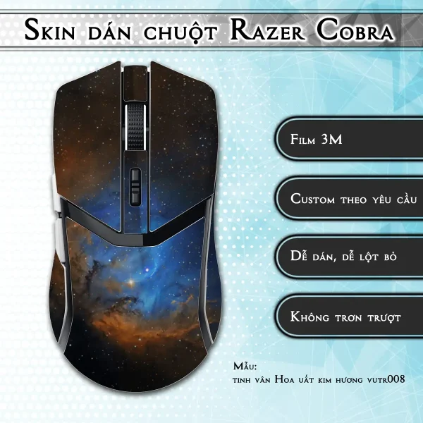 Skin dán chuột Razer Cobra Pro mẫu tinh vân Hoa uất kim hương vutr008