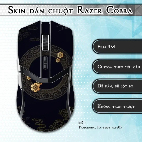 Skin dán chuột Razer Cobra Pro mẫu Traditional Patterns patt05