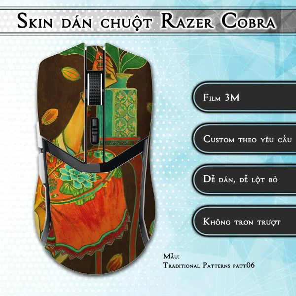 Skin dán chuột Razer Cobra Pro mẫu Traditional Patterns patt06