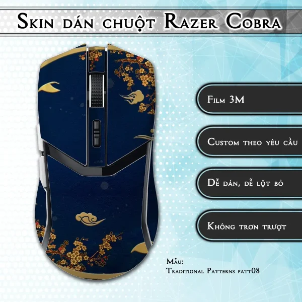 Skin dán chuột Razer Cobra Pro mẫu Traditional Patterns patt08