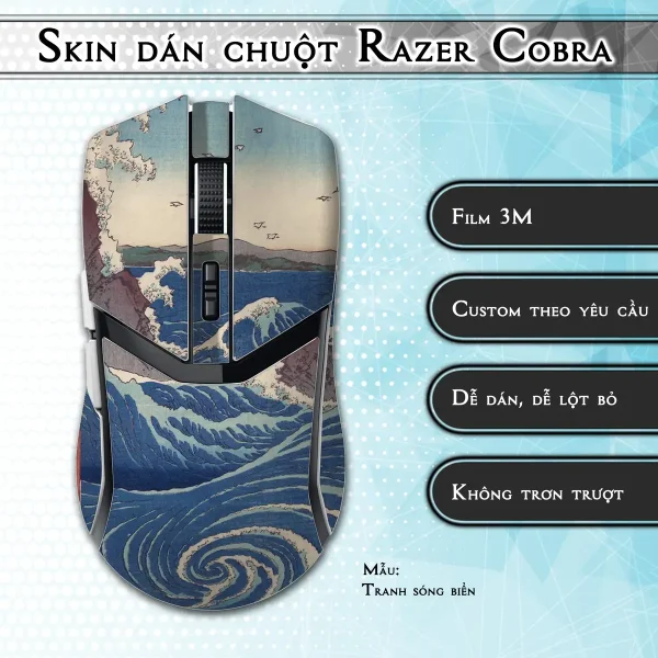 Skin dán chuột Razer Cobra Pro mẫu Tranh sóng biển