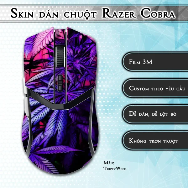 Skin dán chuột Razer Cobra Pro mẫu TrippyWeed