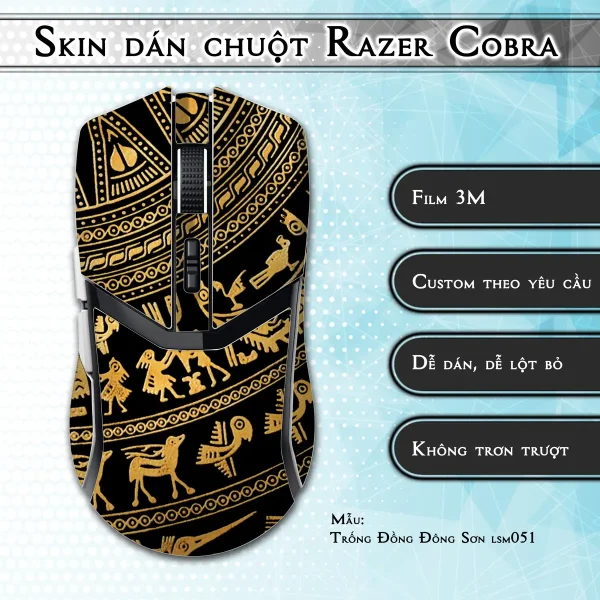 Skin dán chuột Razer Cobra Pro mẫu Trống Đồng Đông Sơn lsm051