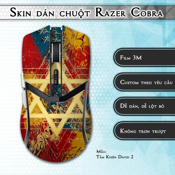 Skin dán chuột Razer Cobra Pro mẫu Tấm Khiên David 2
