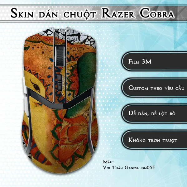 Skin dán chuột Razer Cobra Pro mẫu Voi Thần Ganesa lsm055