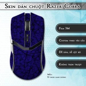 Skin dán chuột Razer Cobra Pro mẫu X-cross xanh dương