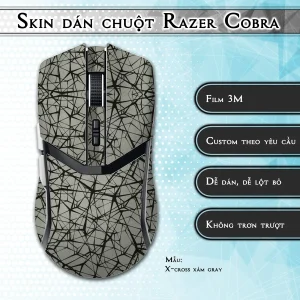 Skin dán chuột Razer Cobra Pro mẫu X-cross xám gray