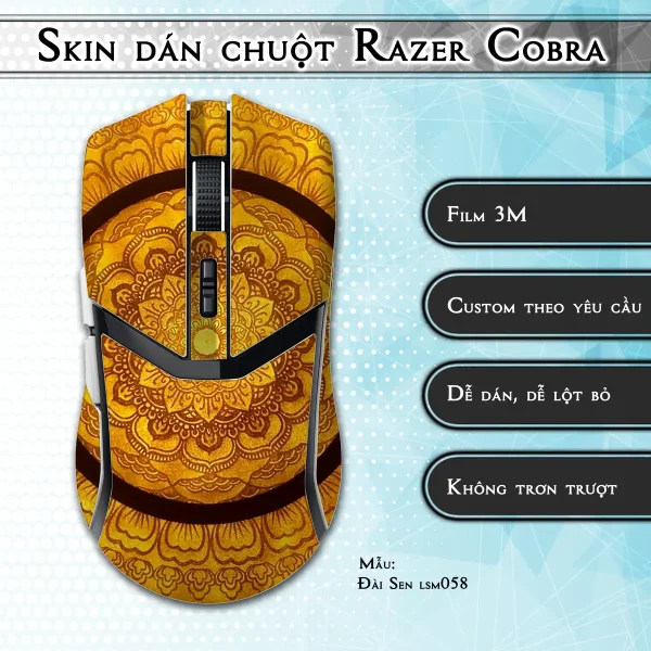 Skin dán chuột Razer Cobra Pro mẫu Đài Sen lsm058