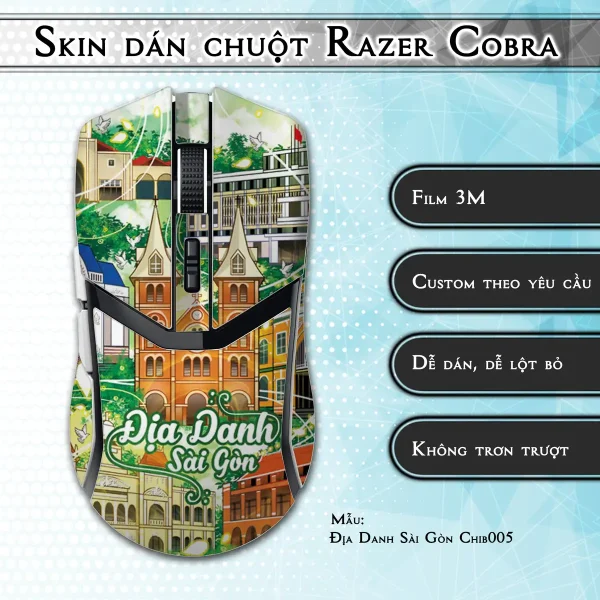 Skin dán chuột Razer Cobra Pro mẫu Địa Danh Sài Gòn Chib005