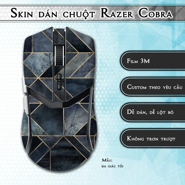 Skin dán chuột Razer Cobra Pro mẫu đa giác tối