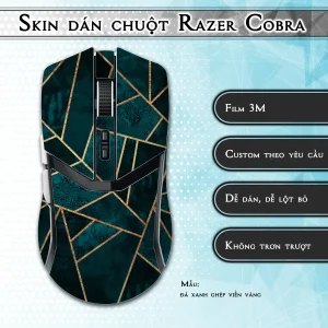 Skin dán chuột Razer Cobra Pro mẫu đá xanh ghép viền vàng