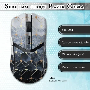 Skin dán chuột Razer Cobra Pro mẫu đá xanh vân vàng