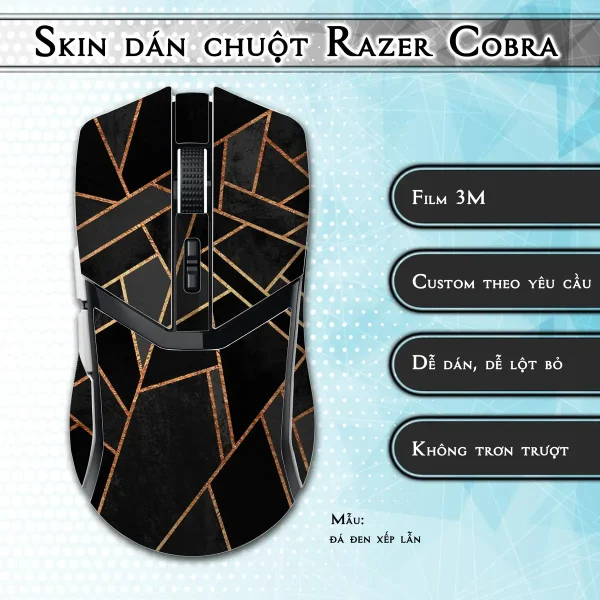 Skin dán chuột Razer Cobra Pro mẫu đá đen xếp lẫn