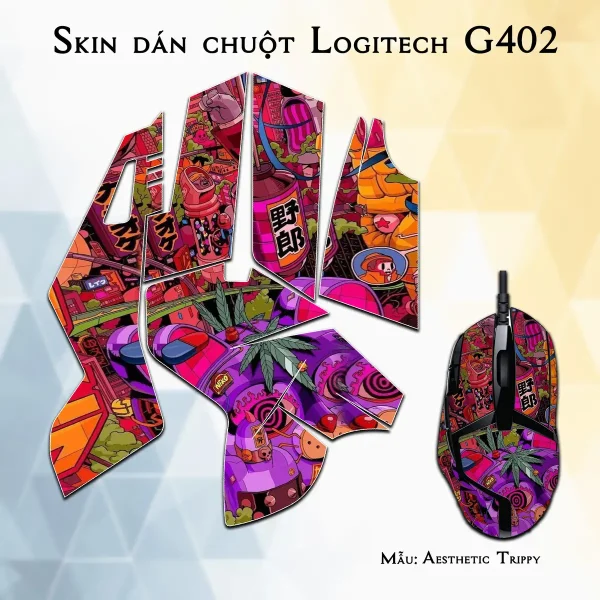 Skin dán chuột Logitech G402 mẫu Aesthetic Trippy