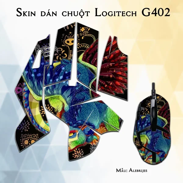 Skin dán chuột Logitech G402 mẫu Alebrijes