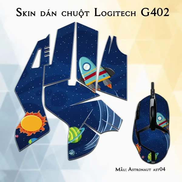 Skin dán chuột Logitech G402 mẫu Astronaut ast04