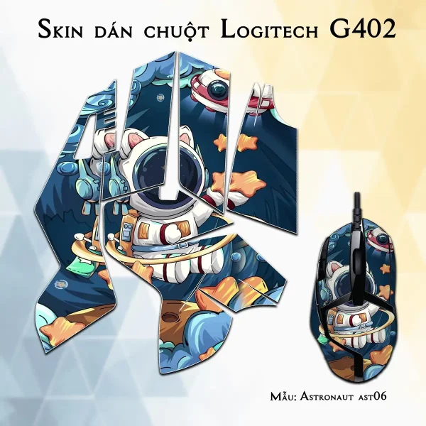 Skin dán chuột Logitech G402 mẫu Astronaut ast06