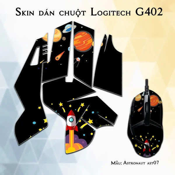 Skin dán chuột Logitech G402 mẫu Astronaut ast07