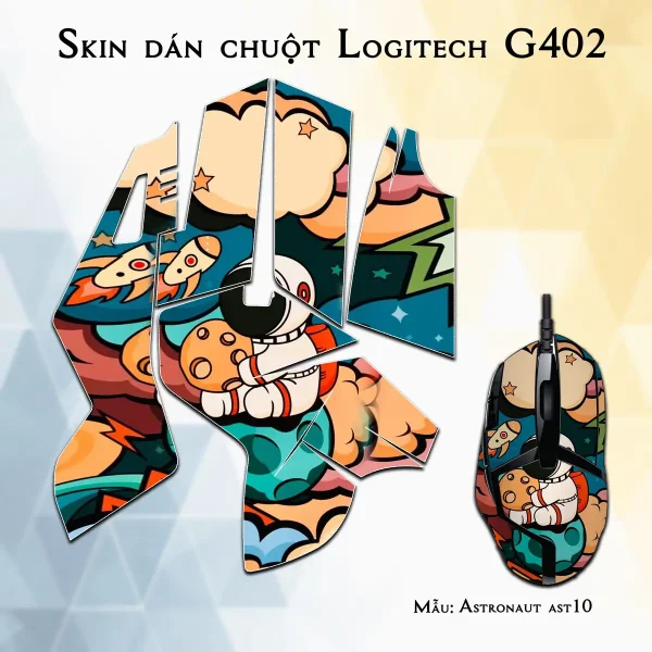 Skin dán chuột Logitech G402 mẫu Astronaut ast10