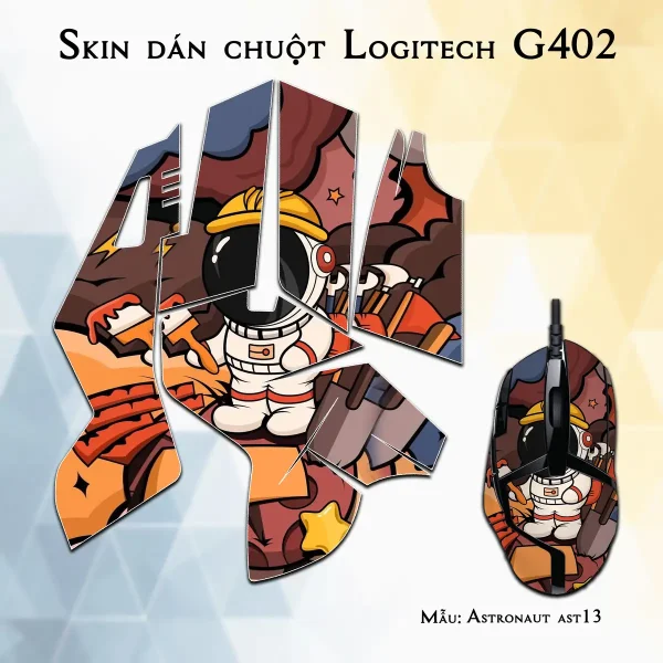 Skin dán chuột Logitech G402 mẫu Astronaut ast13