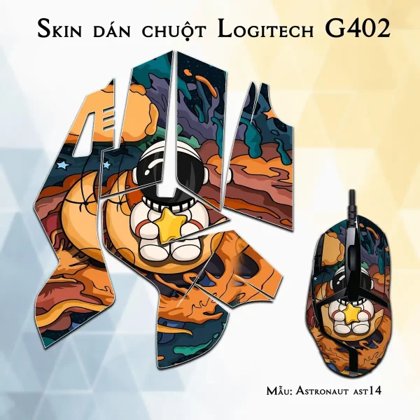 Skin dán chuột Logitech G402 mẫu Astronaut ast14