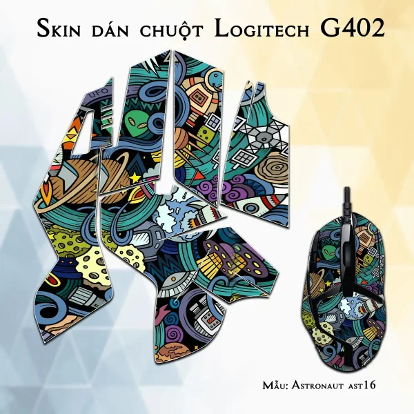 Skin dán chuột Logitech G402 mẫu Astronaut ast16